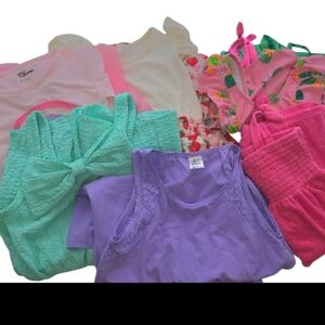 Colorful Girls' 8 Pc Summer Bundle Drssses/ Romper/ Swimsuits Size 6/6X